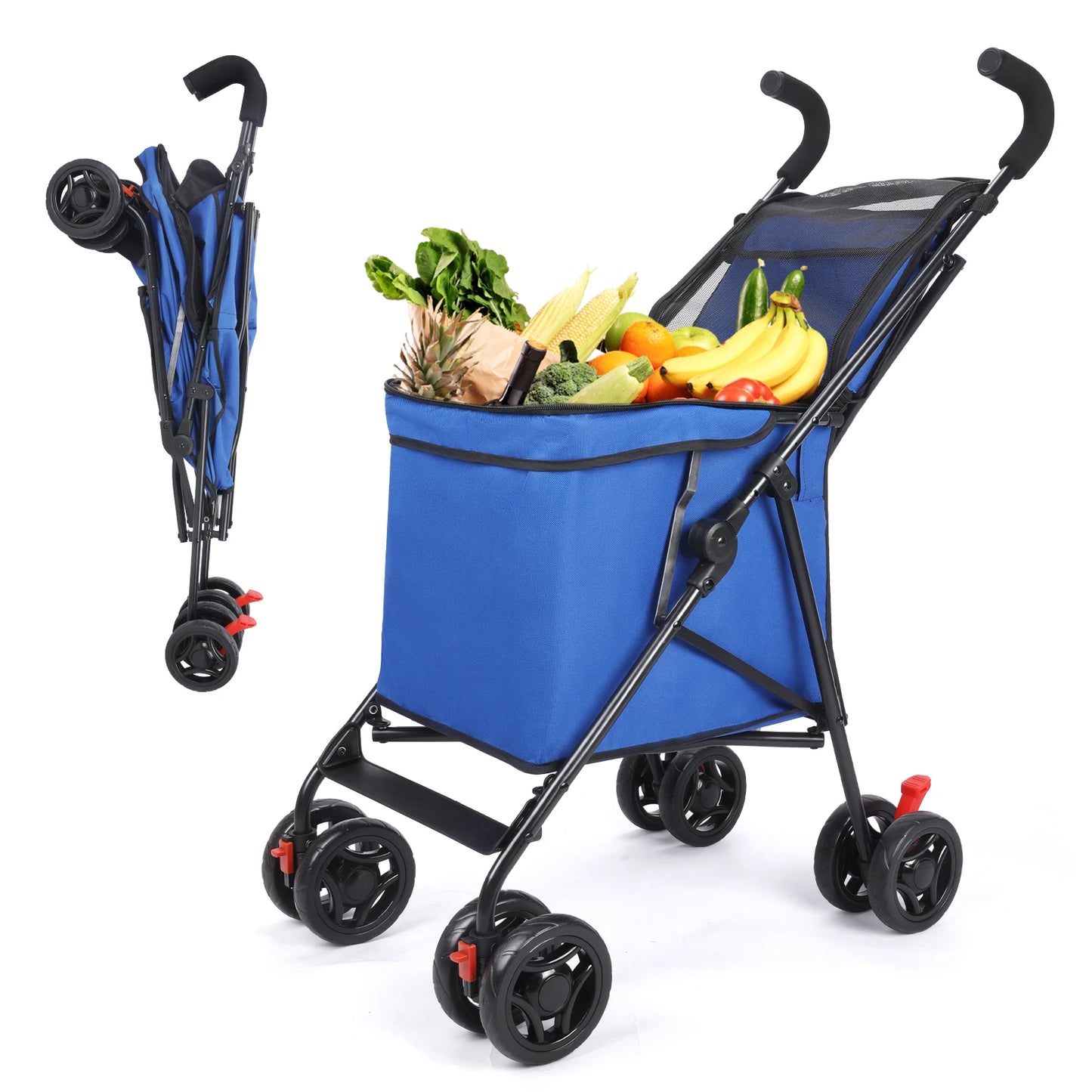Wedyvko Folding Shopping Cart Portable Durable Lightweight Market Trolley