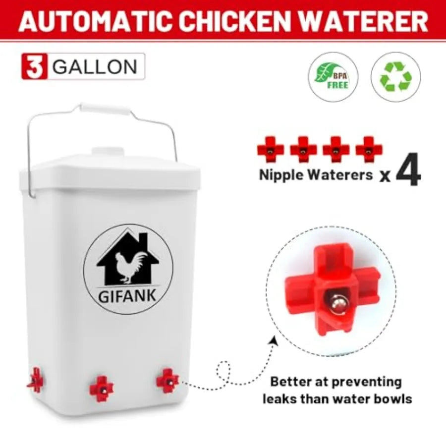 Chicken Feeder And Waterer Set Automatic No Waste Hanging Poultry Kit