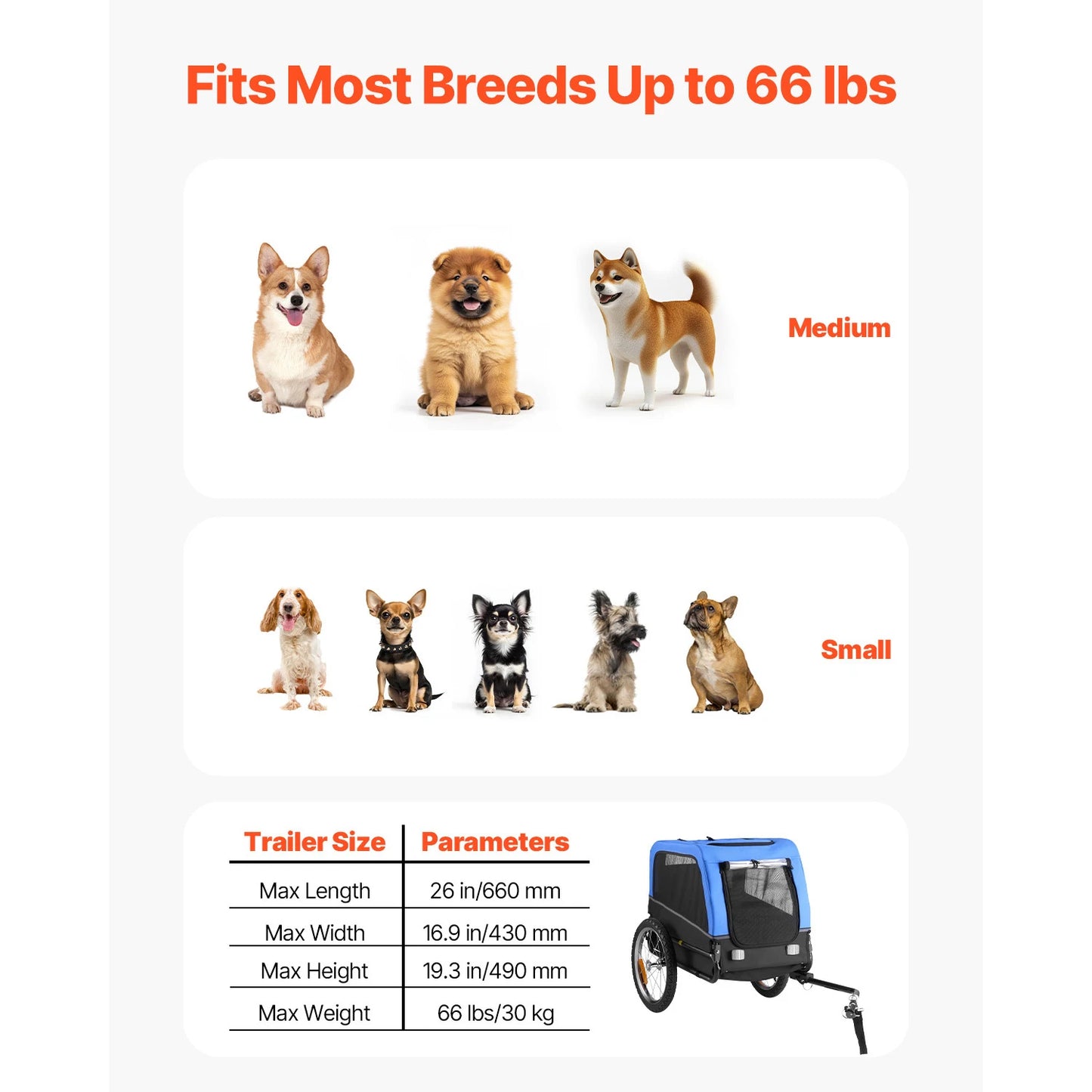 Dog Bike Trailer For Small To Medium Dogs With Quick Release Wheel