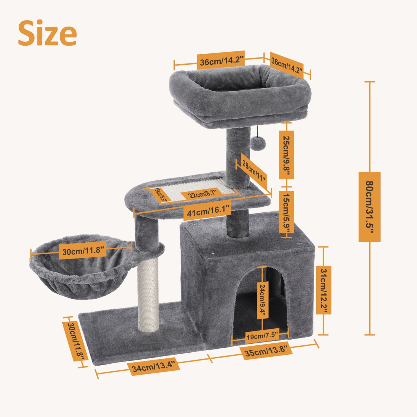 PAWZ Road Cat Tree Tower Three Tier Activity and Scratching