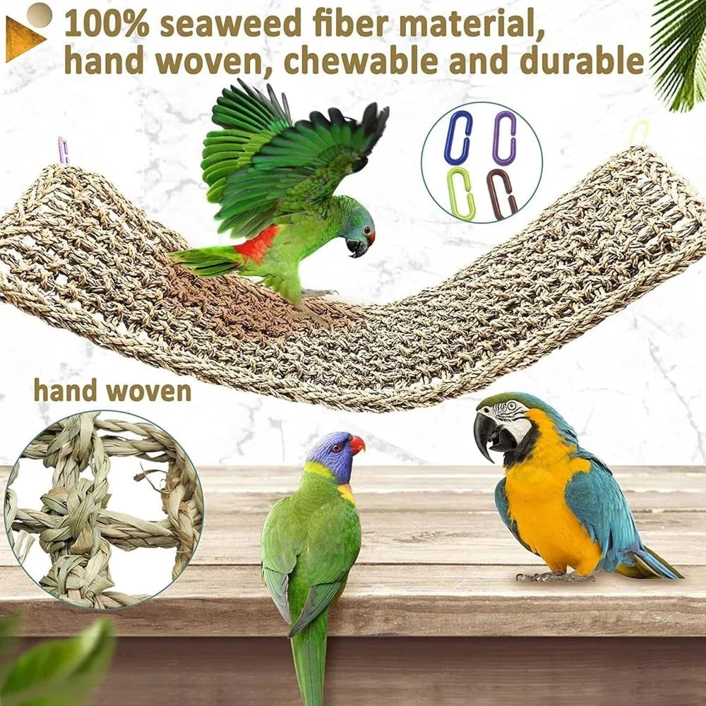 Zhejiang Seagrass Bird Mat Parrot Hammock Climbing Toy For Cage