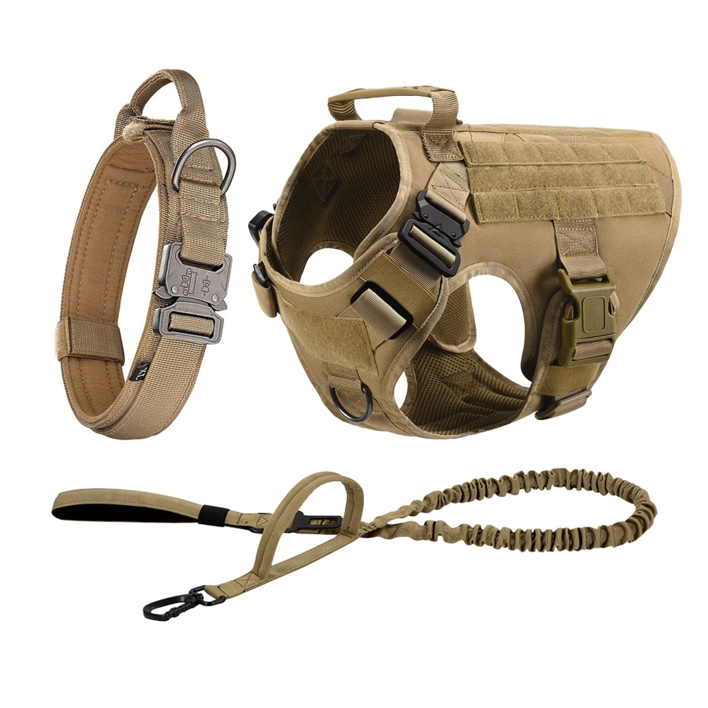 Nylon Tactical Dog Harness With Molle Pouches For Medium To Large Dogs