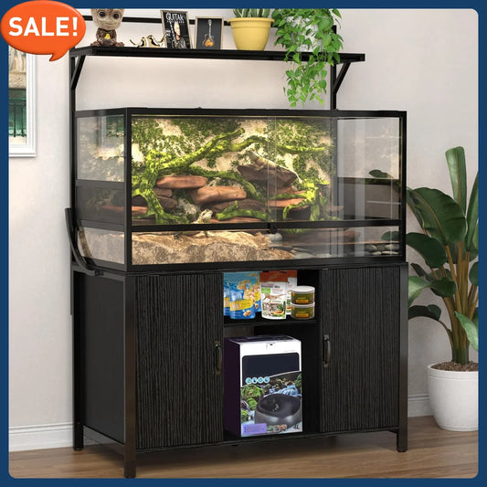 XMSJ Reptile Tank Stand Terrarium Cabinet for Accessories StorageSolutions Organization