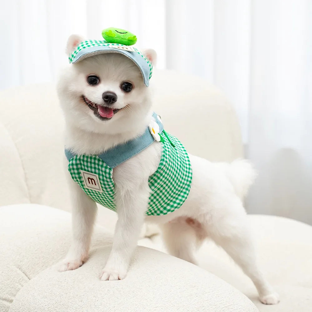 Three Piece Pet Chest Harness Set With Breathable Traction Rope