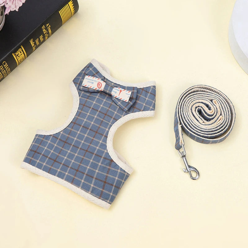 XLeiPet Gentleman Rabbit Cat Vest Harness With Bow Tie Leash