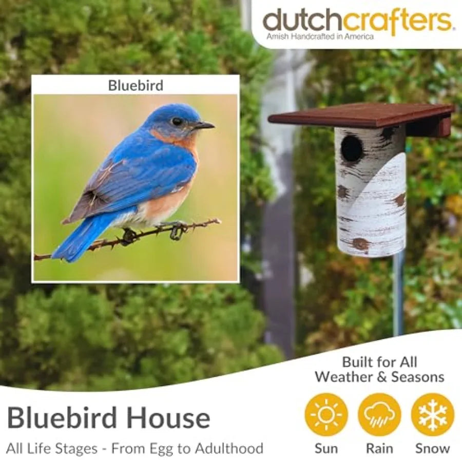 Bluebird House Pole Mount With Removable Base Durable Weatherproof
