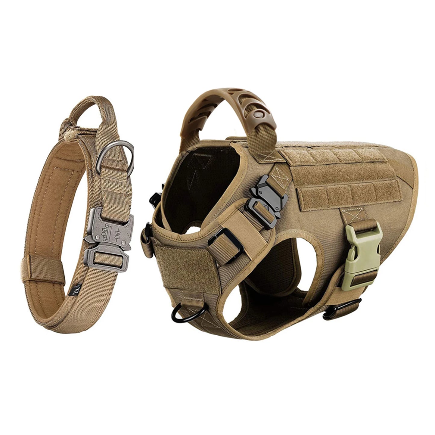 Adjustable Tactical Dog Harness and Nylon Collar Set