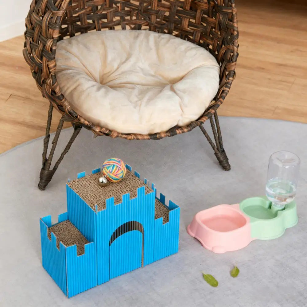 Elevated Handwoven Banana Leaf Cat House Condo With Cushion