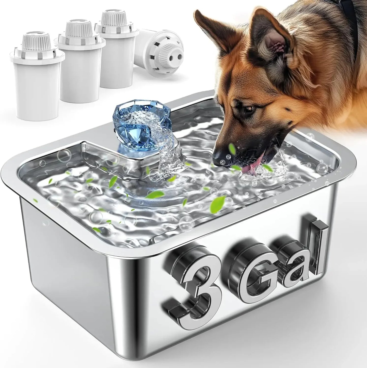 XMSJ Automatic Stainless Steel Dog Water Fountain With Filters