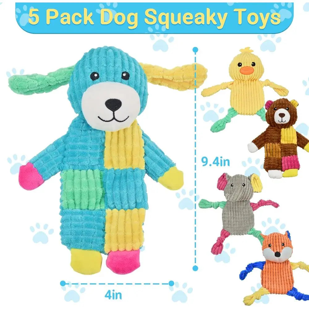 5 Pack Squeaky Dog Toys Bundle Crinkle Toys For Dogs