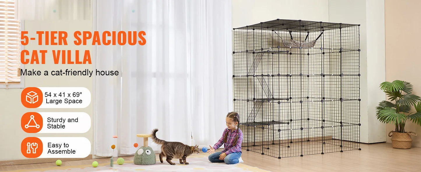 SucceBuy Cat Cage Detachable Metal Wire Enclosure With Front Doors