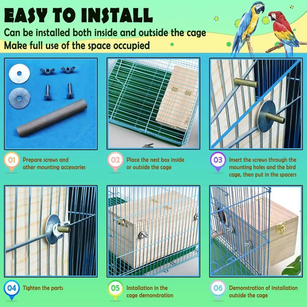 NONEM Parakeet Nest Box for Small and Medium Birds