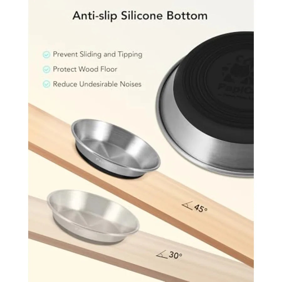 Stainless Steel Cat Bowls 2 Pack Non Slip Whisker Friendly