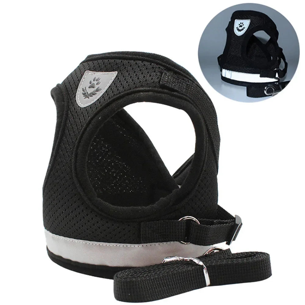 Cat Harness Leash Set Reflective Escape Proof Mesh Vest