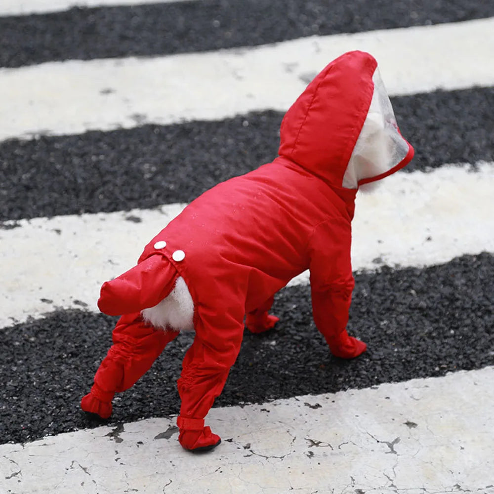 Dog Raincoat With Hooded Rain Boots For Small Dogs