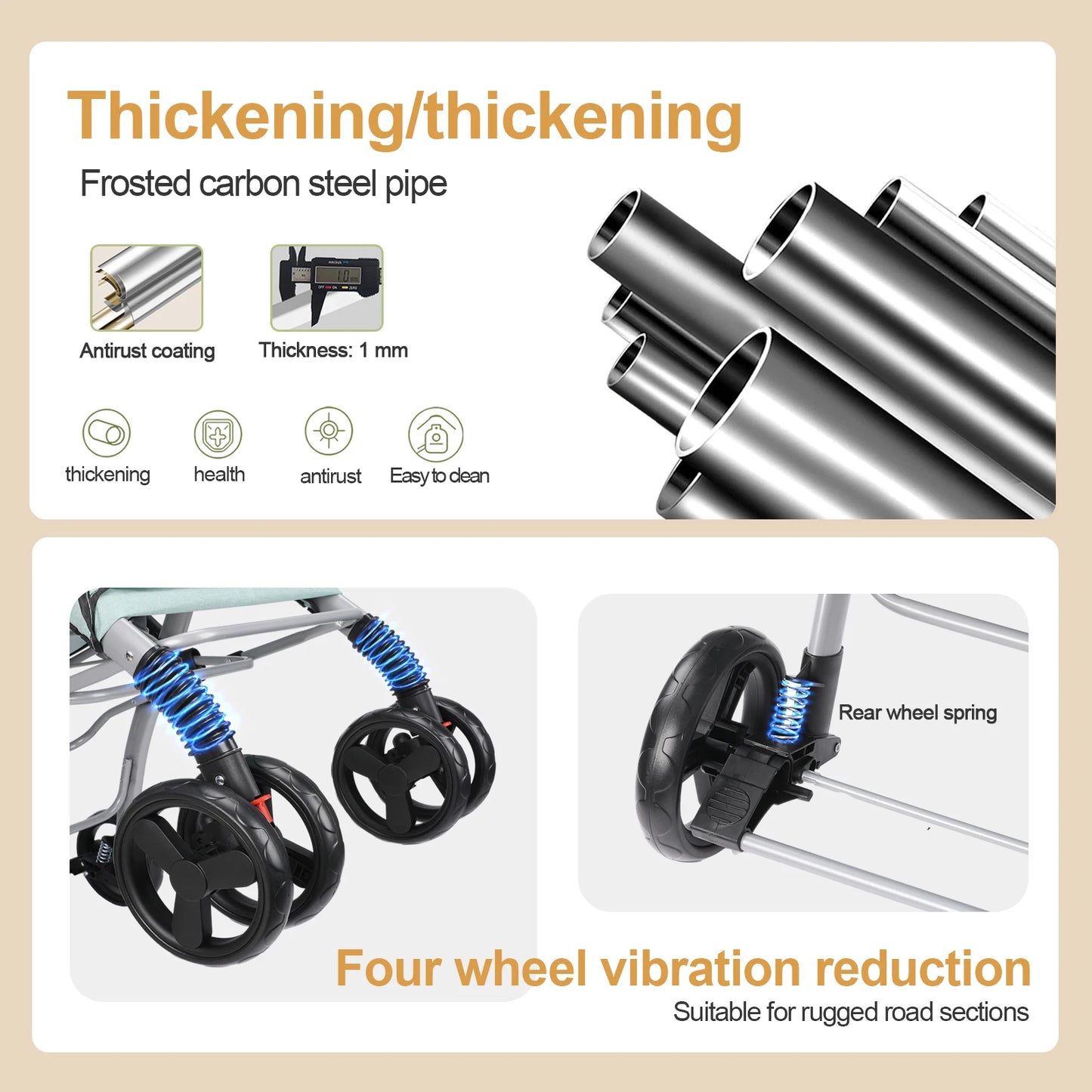 Wedyvko Foldable Cat Dog Stroller Detachable Easy Assembly Pet Travel Carrier With Shock Absorption Dirt Resistant