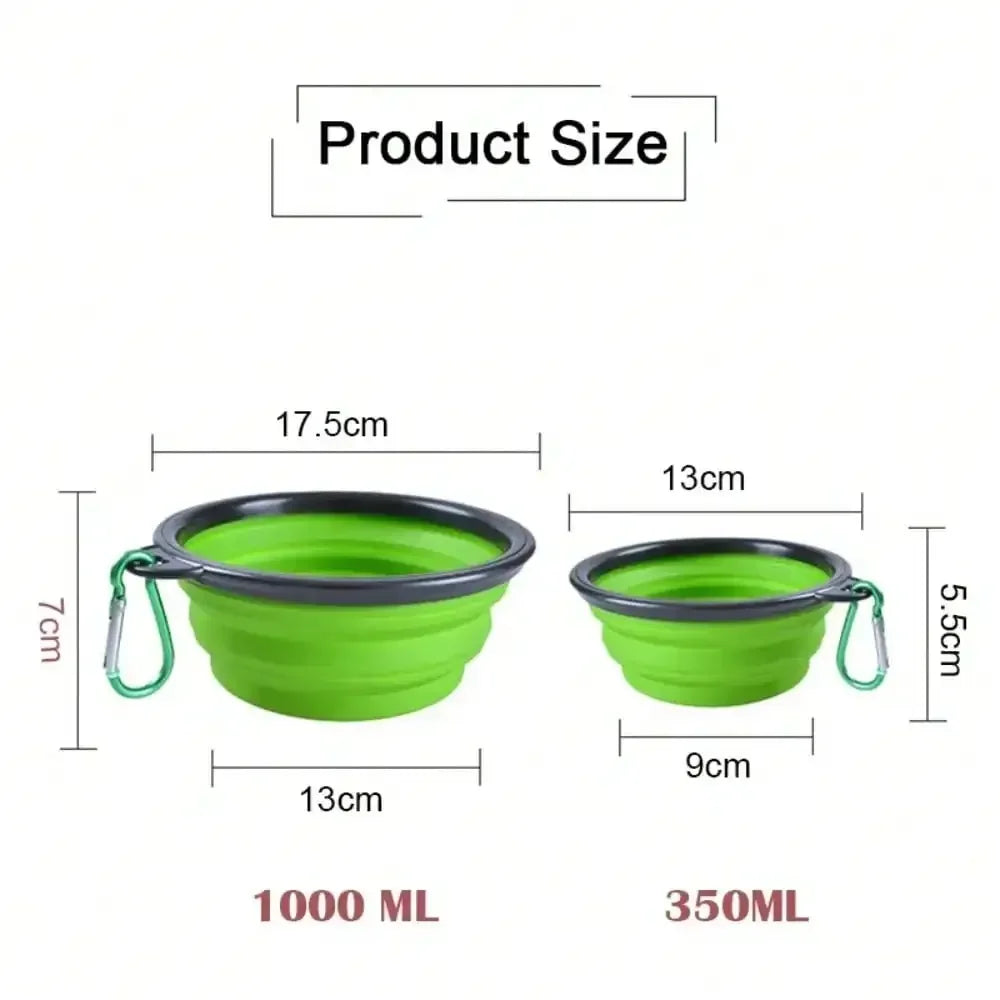 Folding Portable Dog Feeder Bowl 2 In 1 Bottle Carabiner