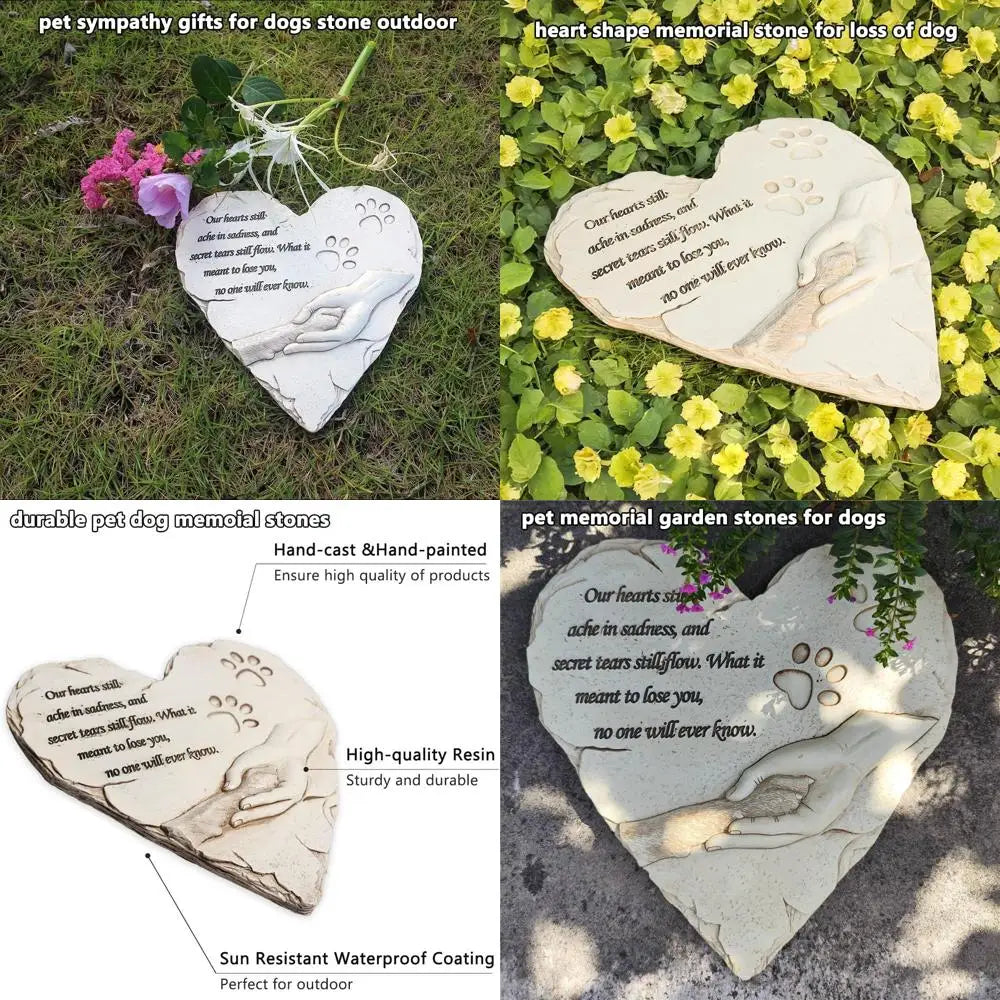 New York Dog Memorial Stone Heart Shaped Grave Marker for Pets