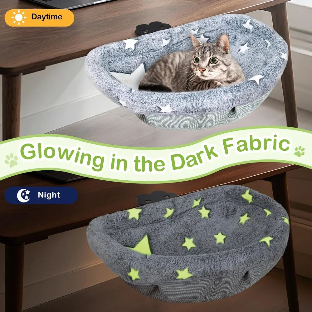Glow In The Dark Cat Desktop Bed With Robust Clamp