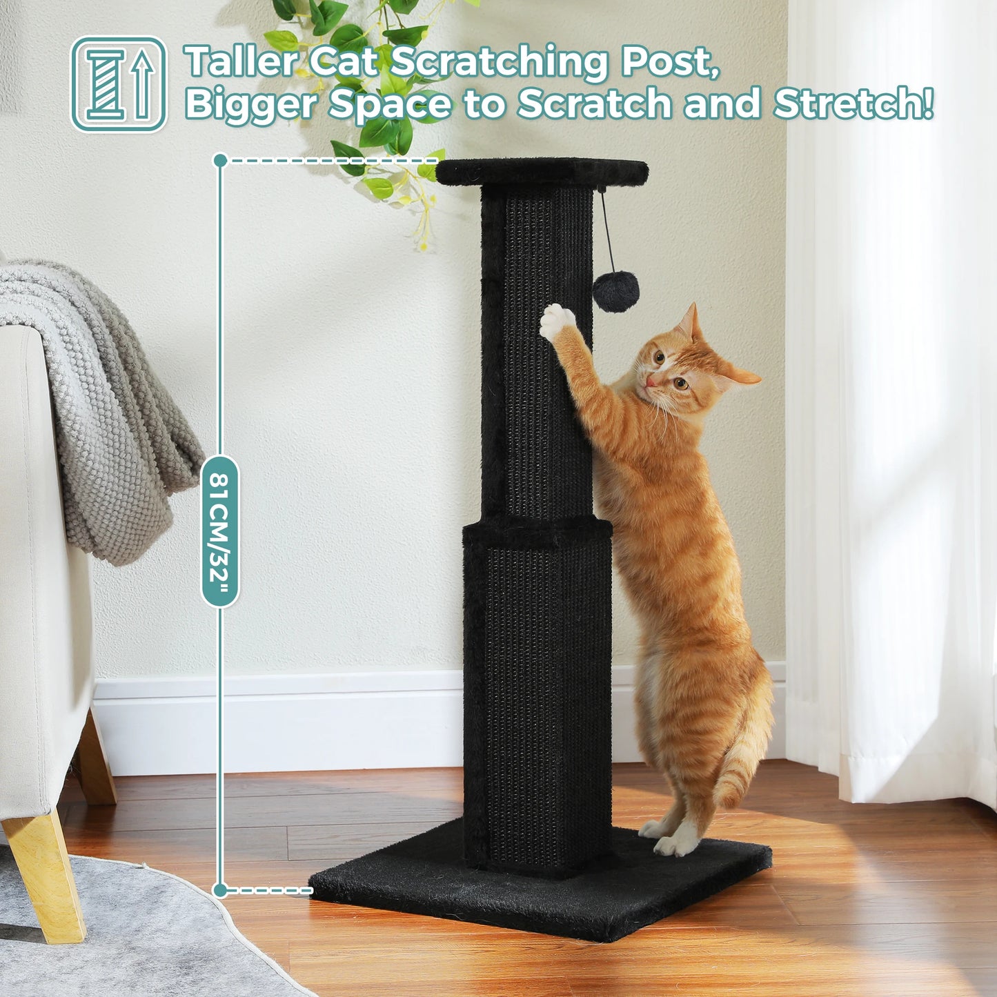 PAWZ Road Large Cat Scratching Post for Indoor Cats
