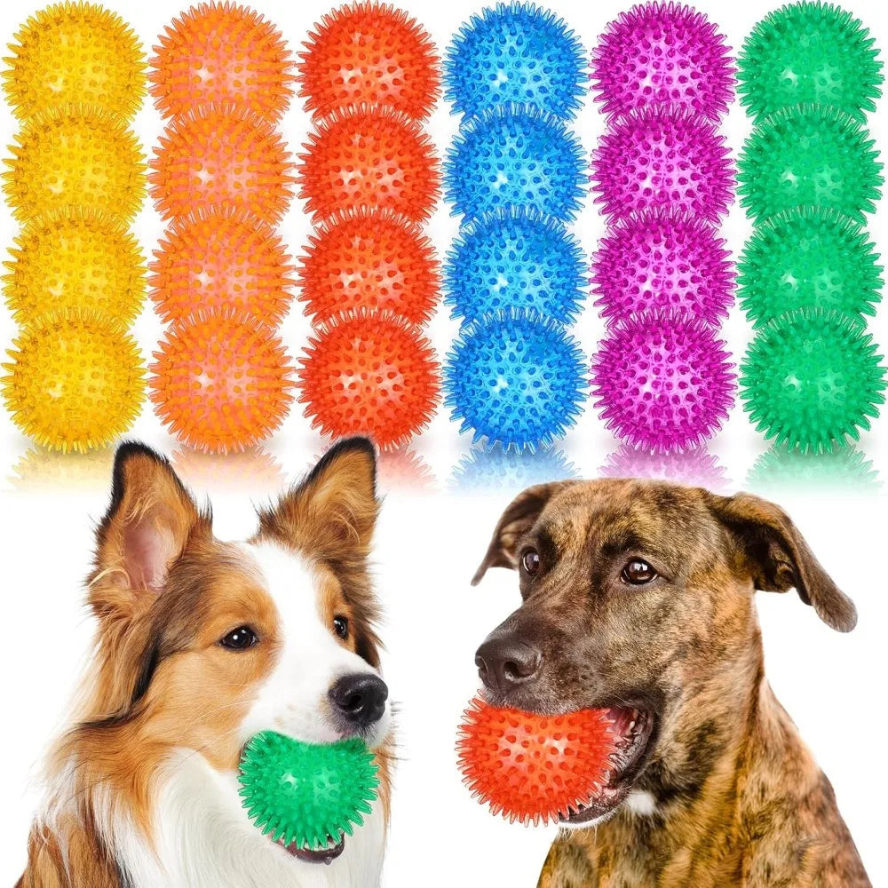 Lenwen Superpremiumquality Spikey Durable Squeaky Teething Rubber Dog Balls Toys