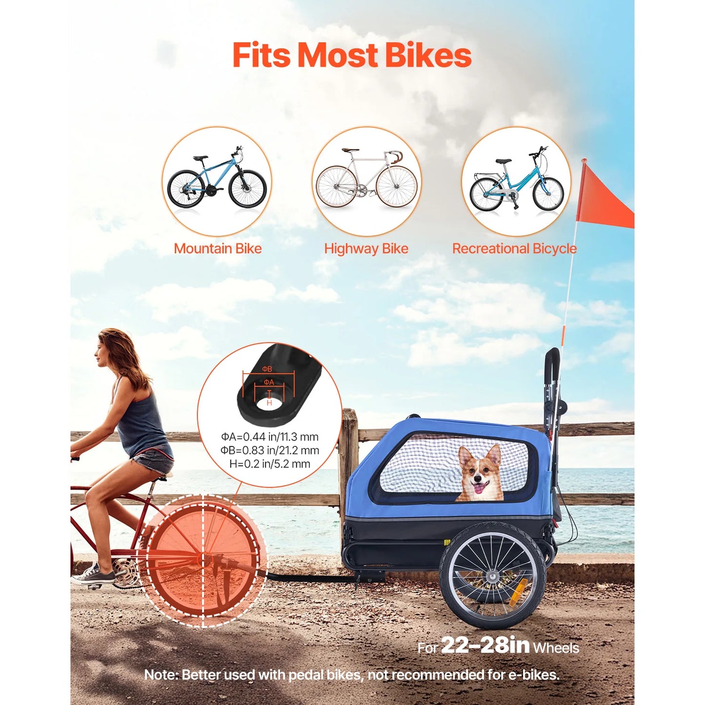 Dog Bike Trailer 2in1 Pet Stroller Carrier 88 Lbs Durable