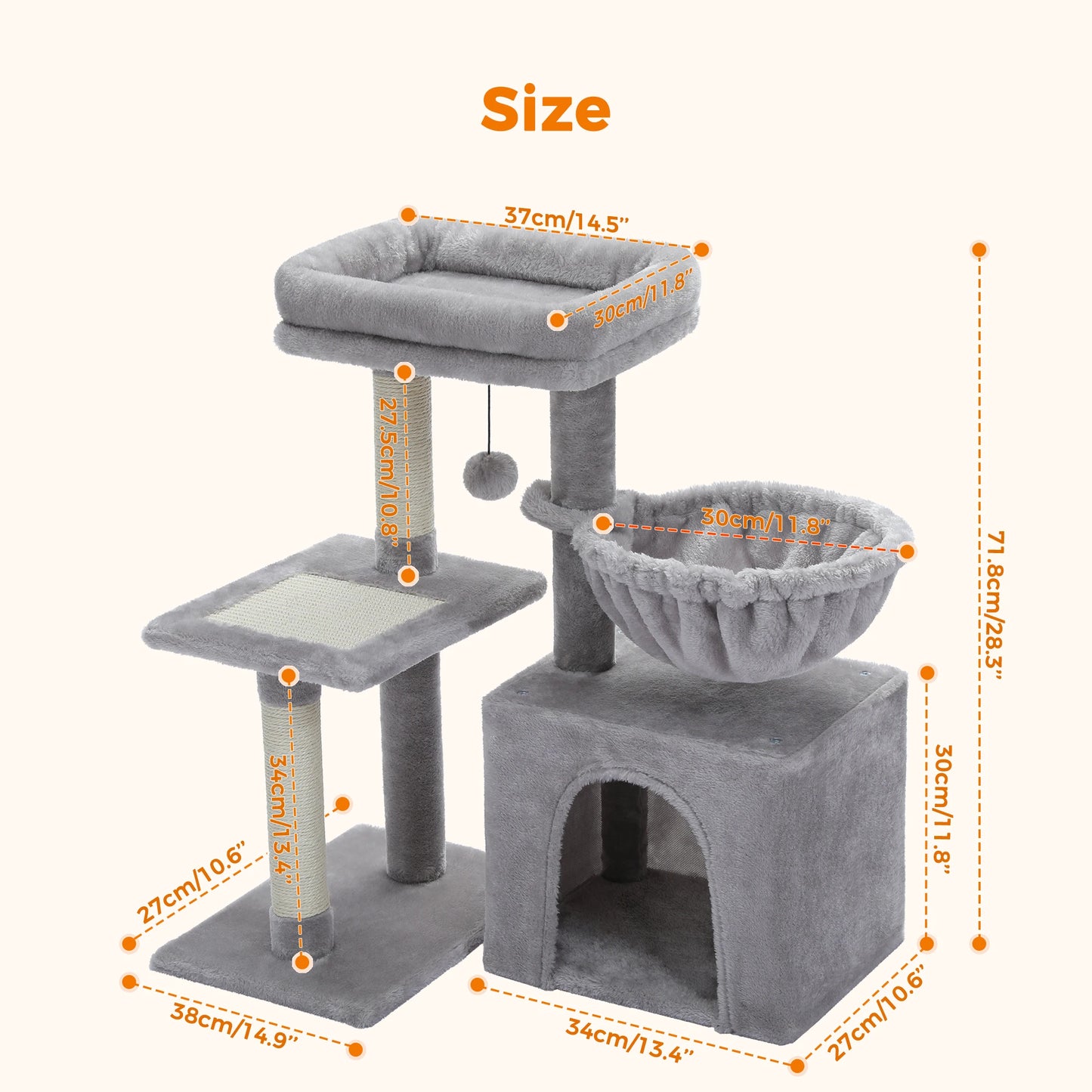 PAWZ Road Cat Tree Tower Three Tier Activity and Scratching