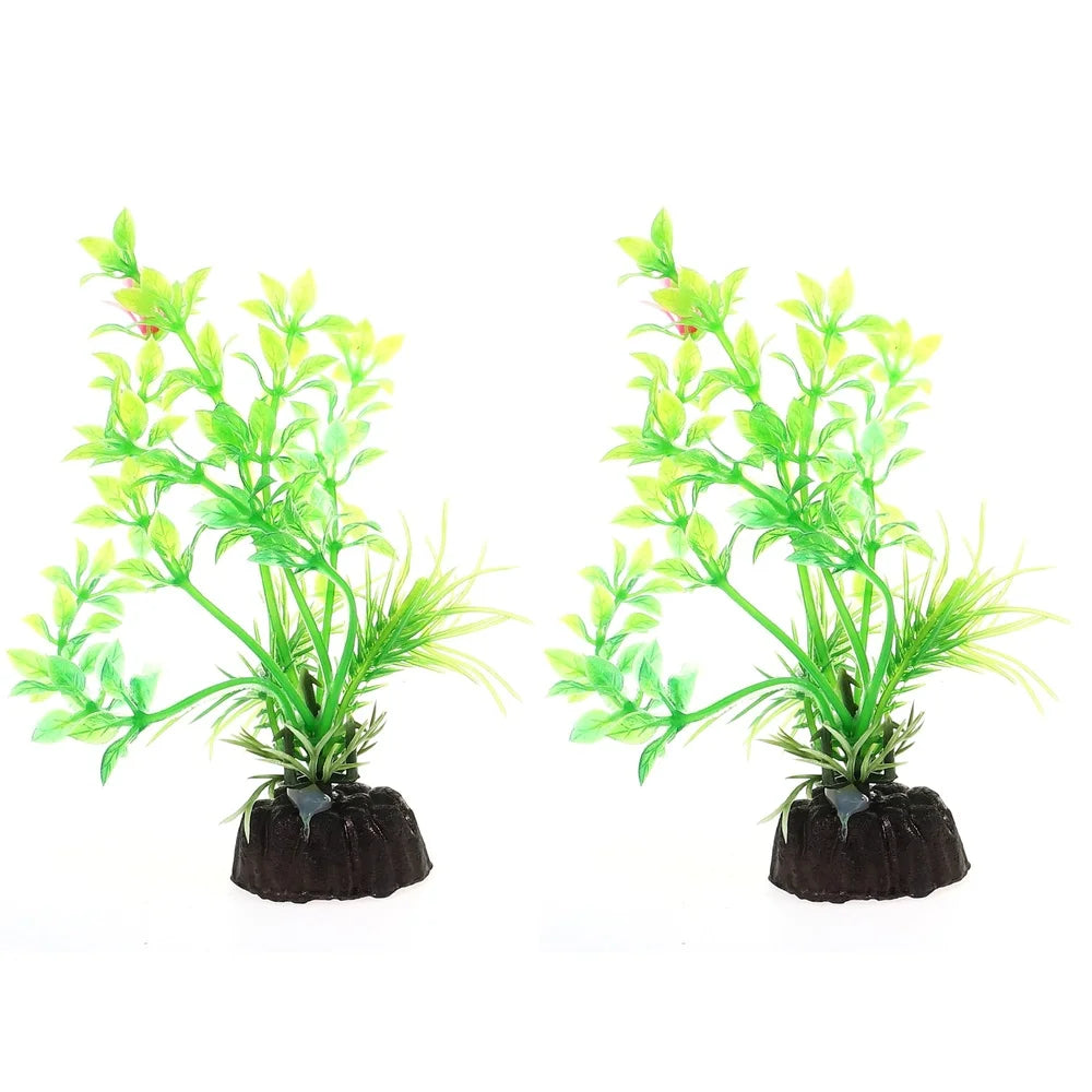 XMSJ Artificial Aquarium Plants 2 Pcs Non Fading Green Decor