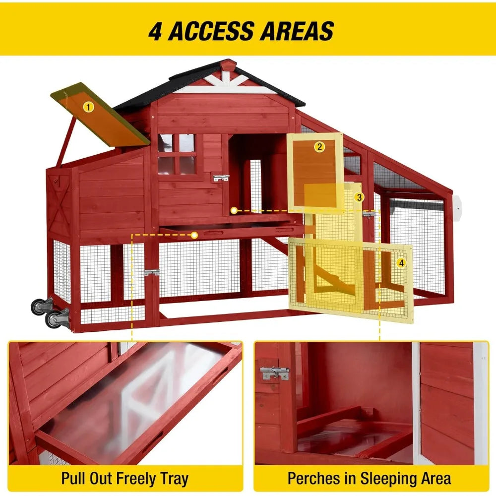 Mobile Chicken Coop On Wheels Expandable Poultry Cage Nest Box