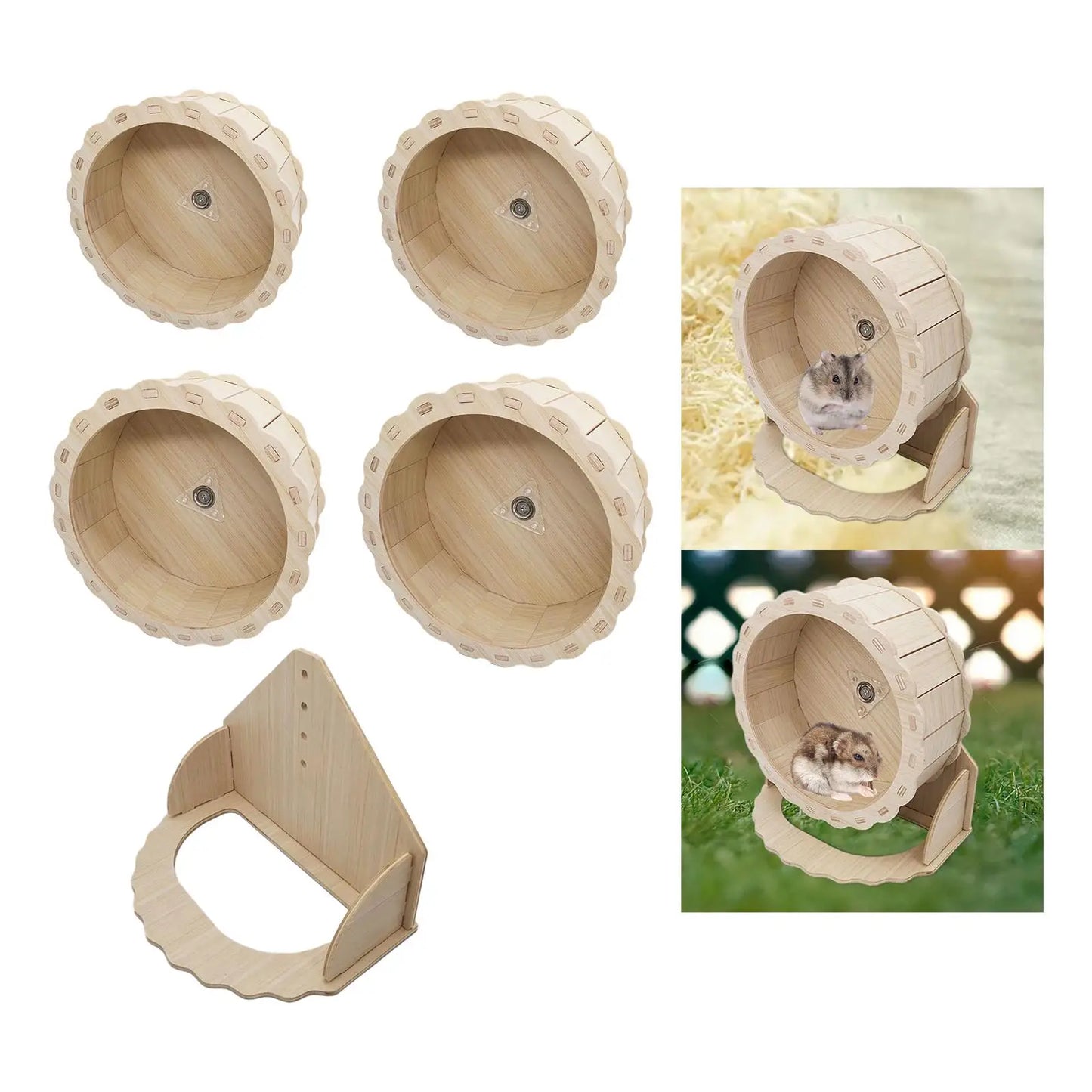 Wooden Hamster Running Wheel Exercise Toy for Small Pets