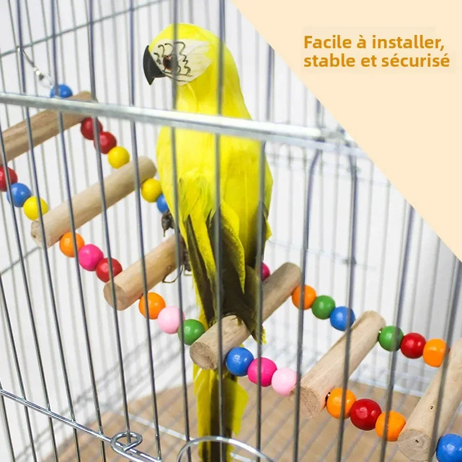 Art lalic Bird Ladder Swing Toy Wood Bridge for Parrots