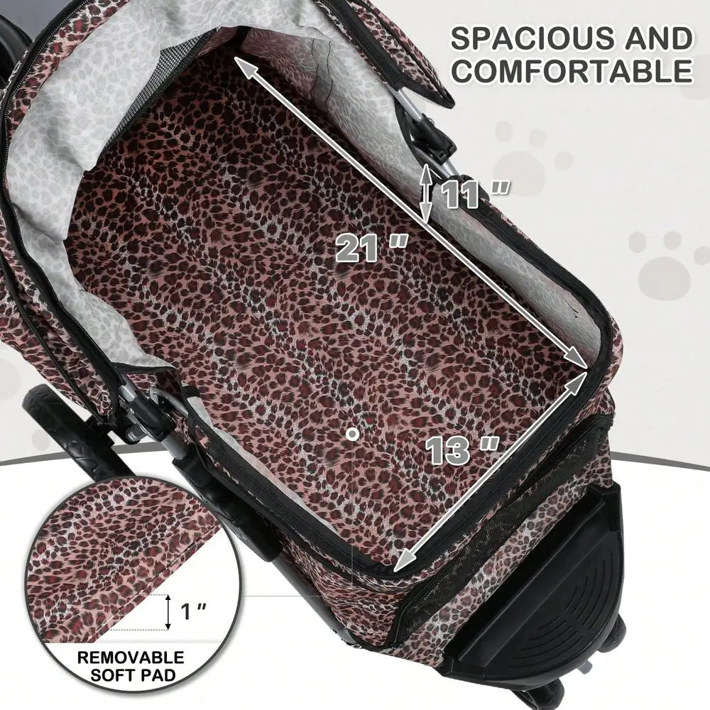 XMSJ Three-Wheel Pet Stroller Foldable Jogger Cup Holder