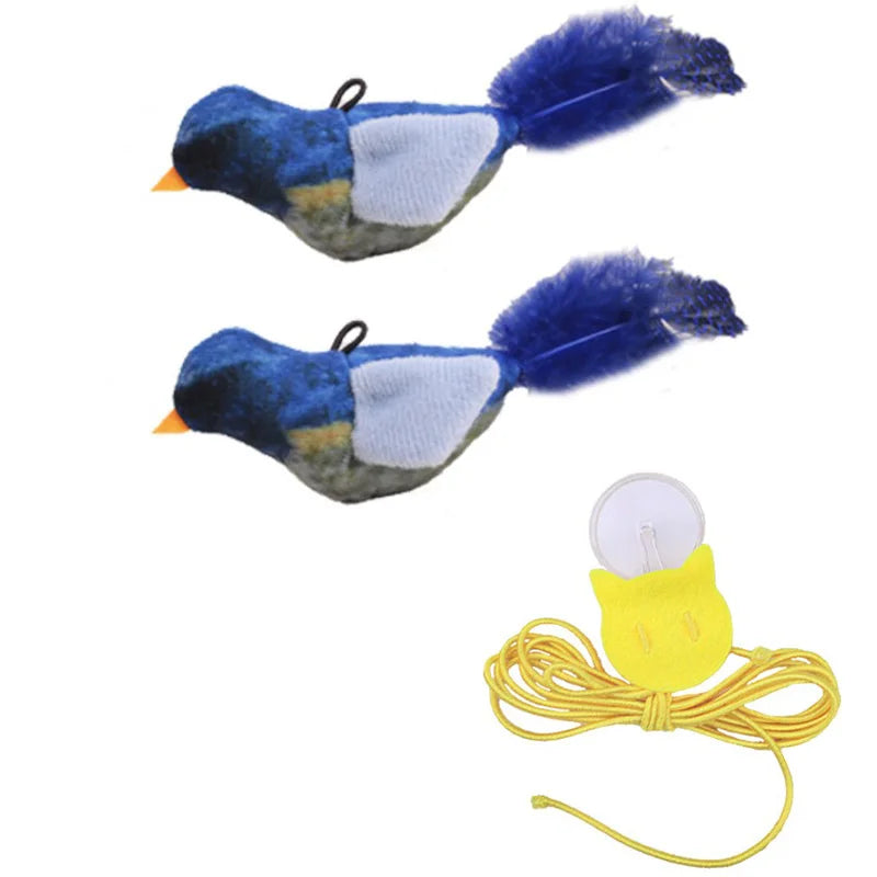 Interactive Flapping Bird Sparrow Plush Cat Toy With Chirping Sound