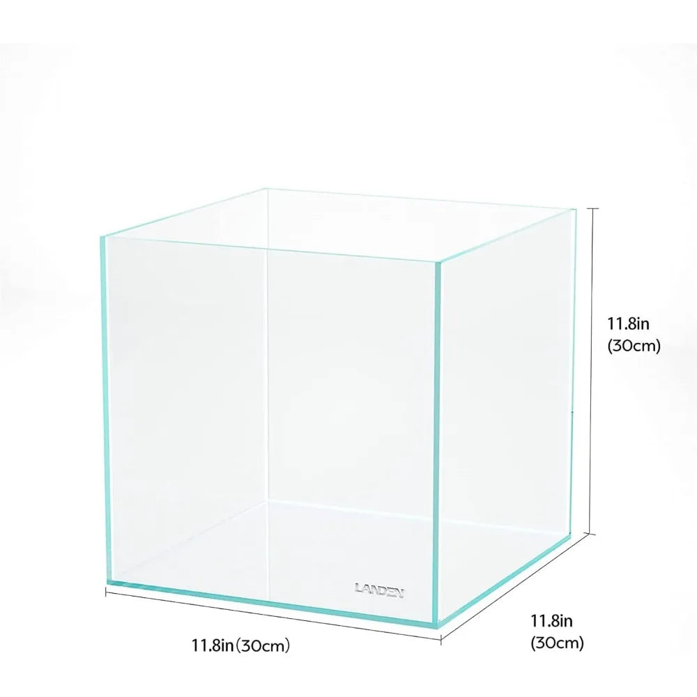 Rimless Low Iron Aquarium Tank 6.6 Gallon With Nano Foam Leveling Mat