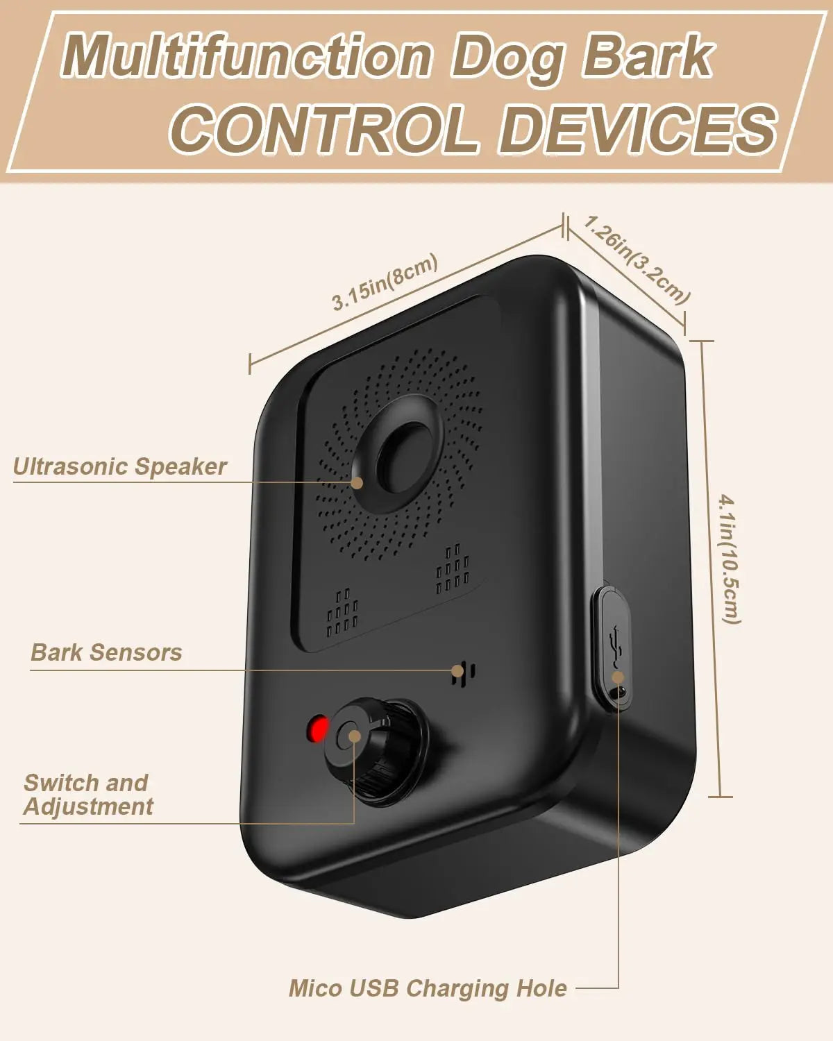 PetEdu Automatic Ultrasonic Outdoor Indoor Anti Bark Device For Dogs