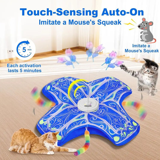 Dual Interactive Indoor Cat Toy With Rechargeable Touch and Seek