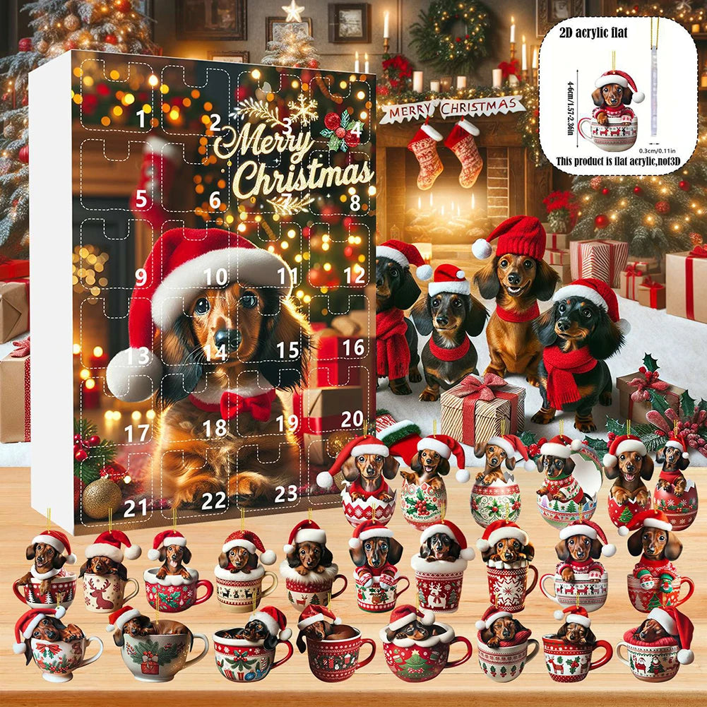 Hign-concerned Dachshund Christmas Advent Calendar 24 Days Countdown Gifts Bundle