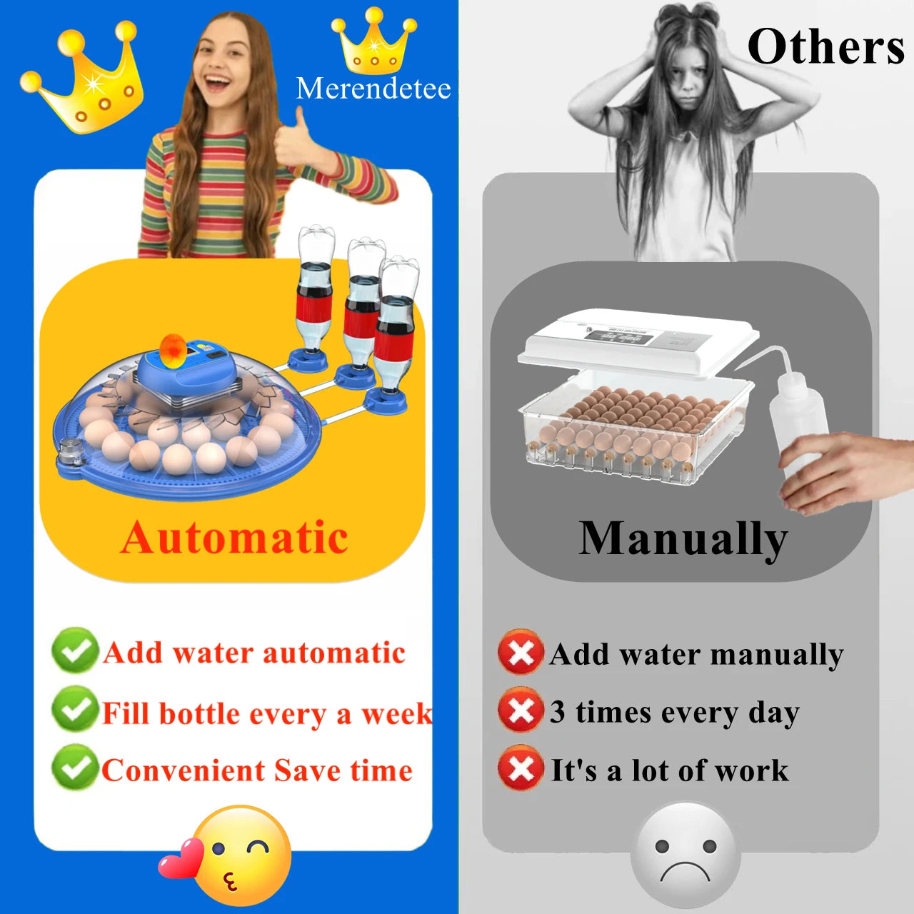 Farm Animals 26 To 52 Eggs Incubator With Automatic Water Adding 360 View