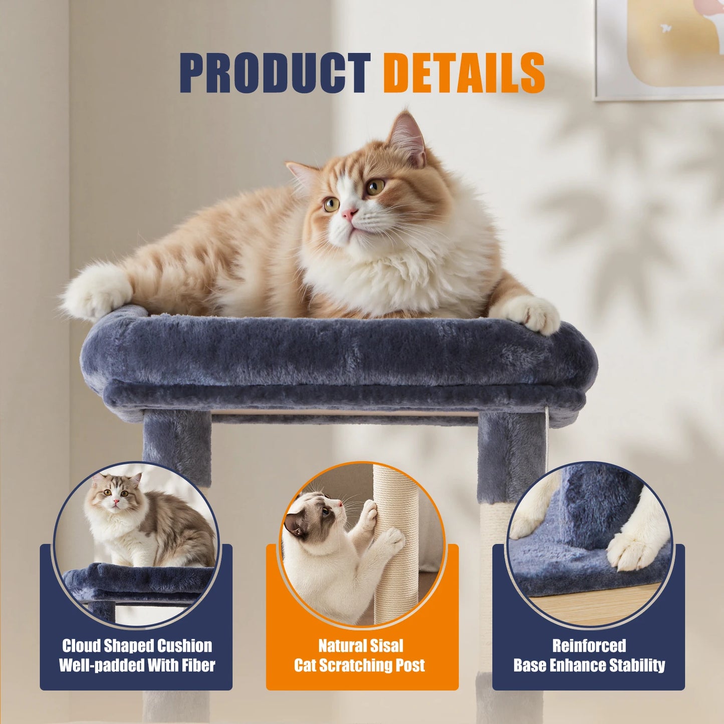 JHK Multi Level Cat Tree Tower for Indoor Cats Sisal
