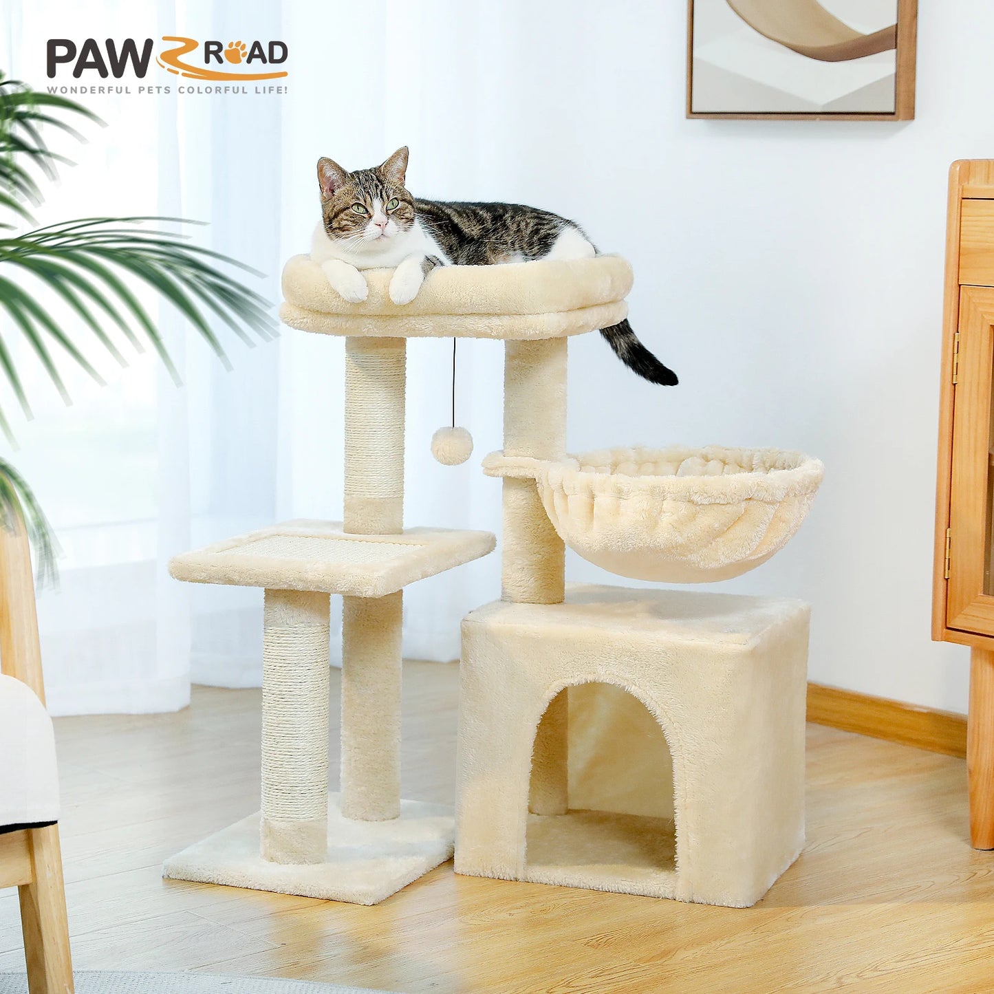 PAWZ Road Cat Tree Tower Three Tier Activity and Scratching