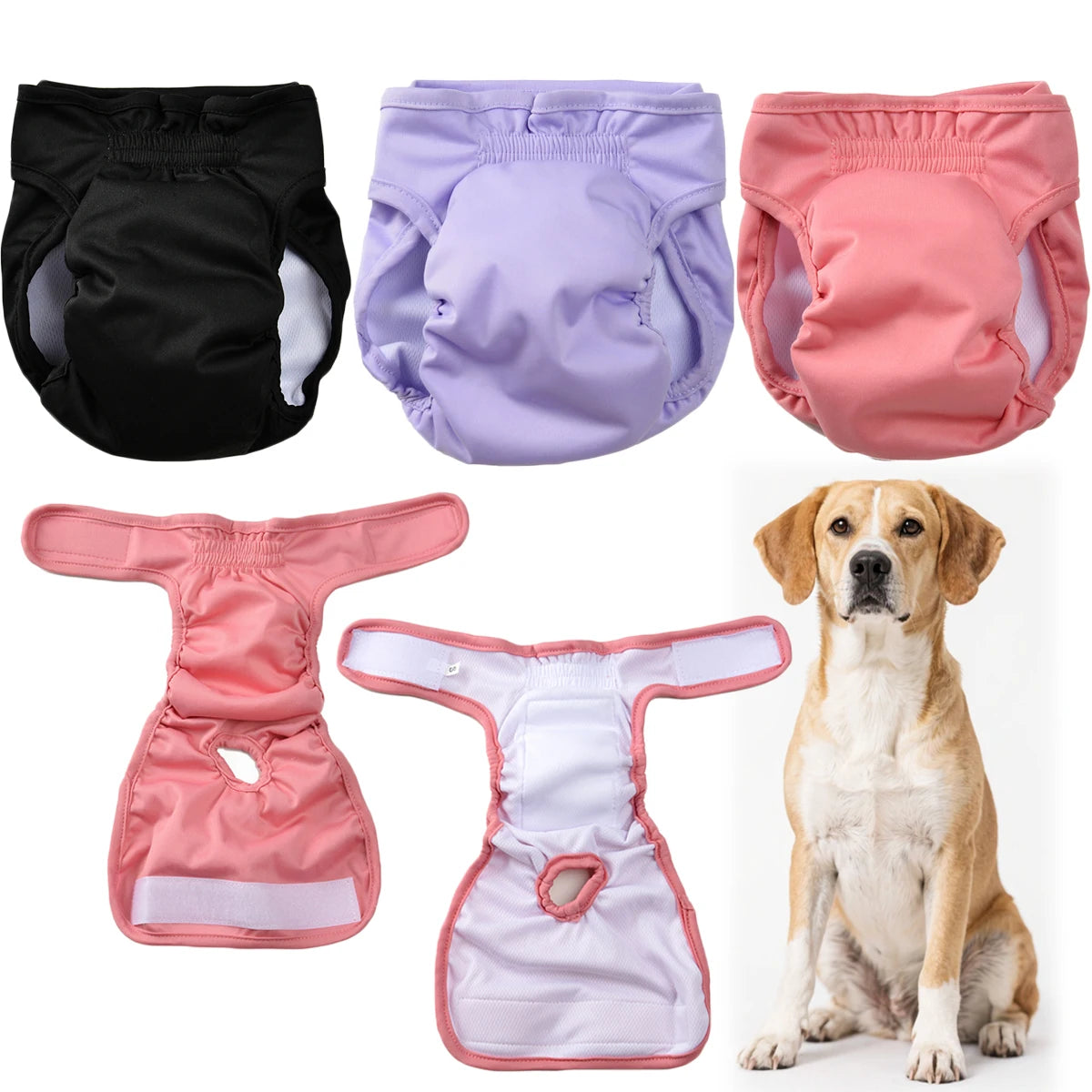 Washable Female Dog Diaper Adjustable Leakproof Reusable Panties For Dogs