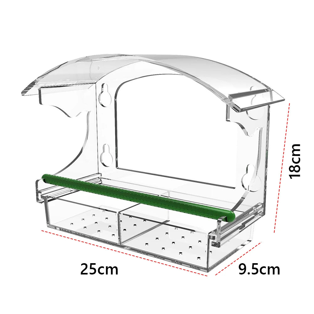 Shunmaii Window Bird Feeder Transparent Acrylic With 4 Suction Cups