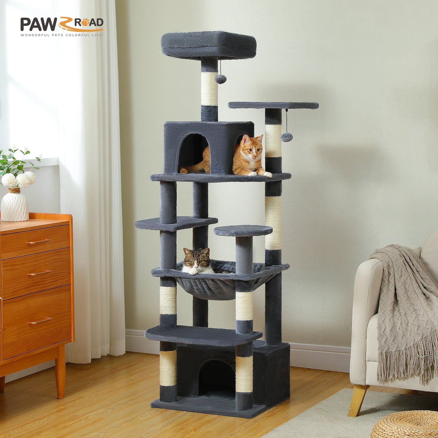 PEQULTICN Tall Cat Tree With Scratching Posts and Condos