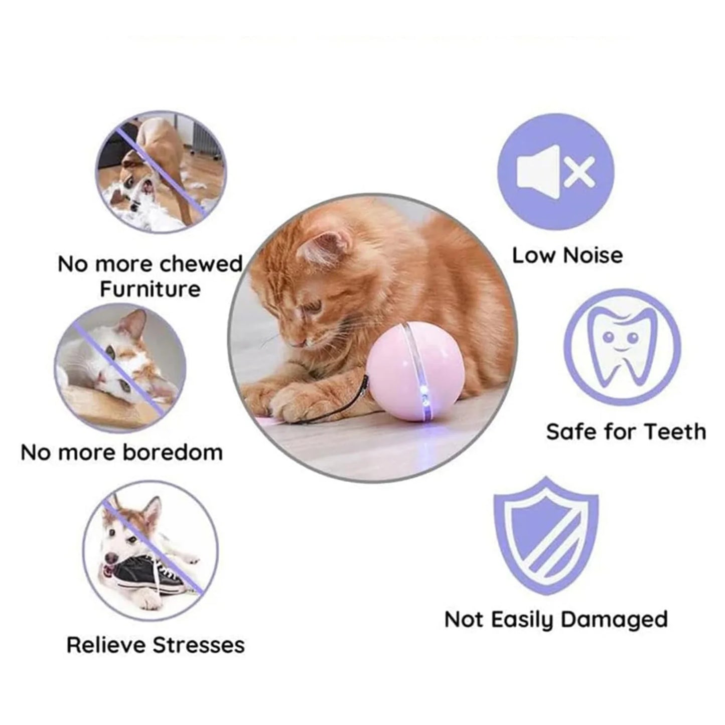 Auto Rolling Cat Toy Ball SelfMoving Interactive LED Indoor Play