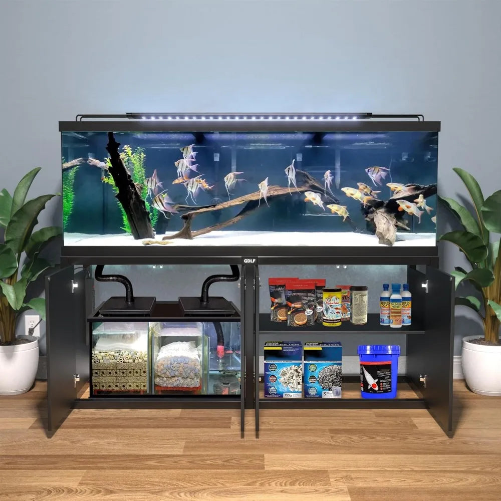 Heavy Duty Metal Aquarium Stand With Power Outlet And Cabinet