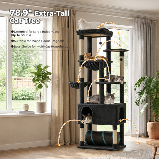 PAWZ Road Tall Cat Tree With Large Condo And Scratching Posts