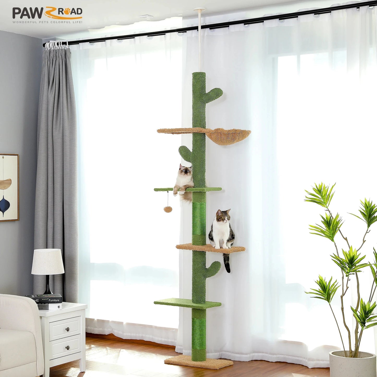 PAWZ Road Cat Tree 5 Tier Floor To Ceiling Hammocks