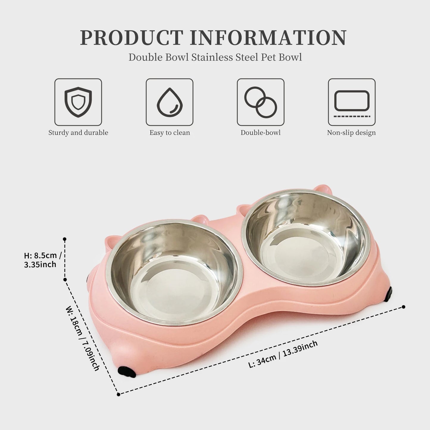 Non Slip Stainless Steel Pet Food Bowl With Detachable Bowls