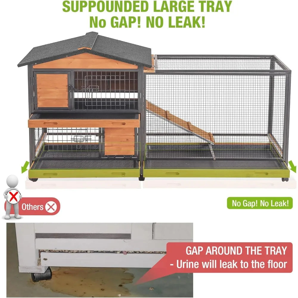 High Concerned Rabbit Hutch Chew Resistant Metal Frame Cage