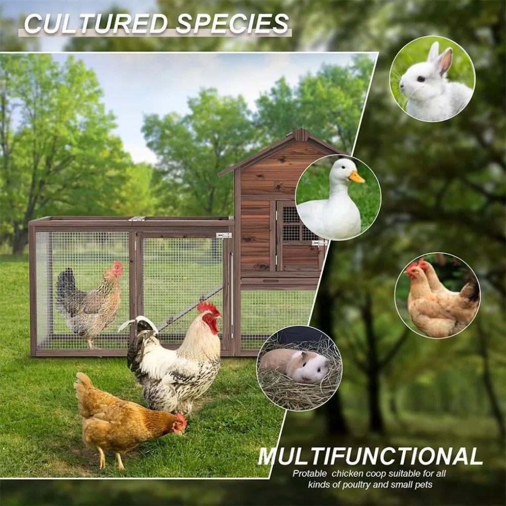 MKDK Large Wooden Chicken Coop Outdoor Run With Nesting Boxes